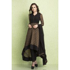 CTL-125 BLACK GEORGETTE AND AMERICAN CREPE SKATER STYLE READY MADE SUIT